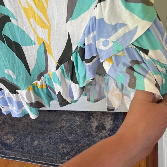 LASCANA Floral Ruffle BOHO Maxi Tropical Dress size 10 stretchy backless flowy - Picture 11 of 14